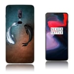 OnePlus 6 mobilskal silikon tryckmönster på sig - Svarta och vita fiskar multifärg