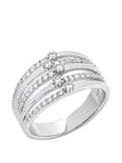 The Love Silver Collection Sterling Silver Five Band Cubic Zirconia Ring, Silver, Size T, Women
