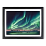 Joyous Aurora Borealis H1022 Framed Print for Living Room Bedroom Home Office Décor, Wall Art Picture Ready to Hang, Black A2 Frame (64 x 46 cm)
