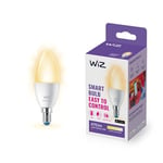 WiZ Dimmable White [E14 Small Edison Screw] Smart Connected WiFi Candle Light Bulb. 40W Warm White Light, App Control for Home Indoor Lighting, Livingroom, Bedroom.