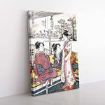 Big Box Art Nippori Keinai Ebisu-Daikoku by Torii Kiyonaga Painting Canvas Wall Art Print Ready to Hang Picture, 76 x 50 cm (30 x 20 Inch), White, Grey, Black, Purple, Yellow