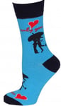 Socks Valentine Kiss design Blue with only you red heart size 4-8 (37-42)