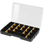 Stanley STST81680-1 OPP Organiser (Storage Box for Accessories and Small Parts Made of Impact-Resistant Polypropylene, 17 Compartments with Removable Dividers, Built-in Ruler), Transparent