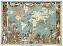MP11 Vintage Old 1886 British Empire Map Of The World Poster Re-Print - A2+ (610 x 432mm) 24" x 17"