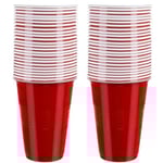 Beer Pong-spel för festen - 50 plastglas och 3 bollar Röd