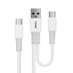 Câble USB / USB-C vers USB-C 60W Charge et Synchro Longueur 1,2m LinQ Blanc