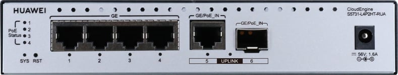 Huawei Switch S5731-L4P2HT-RUA (4*GE ports, PoE++, 1*GE hybrid optical-electrical SFP port, 1*GE port, PoE input) + license L-MLIC-S57L (98011776)