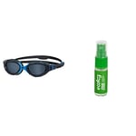 Zoggs Predator Flex Goggle, UV Protection Swim Goggles,Grey/Blue/Smoke Tint, small & Ecofog Lens Cleaner & Anti-fog Spray for Swimming Goggles,Green/Clear, 15ml