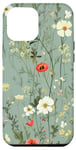 Coque pour iPhone 14 Pro Max Fleurs sauvages mignonnes vertes sauge pour femme
