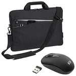 PEDEA Housse pour ordinateur portable "Fashion" Étui pour ordinateur portable jusqu’à 17,3 pouces (43,9 cm) Sacoche à bandoulière avec souris sans fil incluse, noir