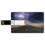 64G USB Flash Drives Credit Card Shape Surrealistic Memory Stick Bank Card Style Highway Leads Milky Way Nebula Sky Mystic Life Fantasy Image,Lilac Cadet Blue Sand Brown Waterproof Pen Thumb Lovely Ju