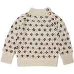 HUTTEliHUT FREJ sweater alpaca wool – off white/brown - 4-6år