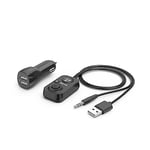 Hama Bluetooth Hands-Free Kit for Cars with Aux Input (with 2-Way USB Charger, Wireless Calling and Listen to Music via Car Speaker, 3.5 mm Jack Adapter, Car Audio, Bluetooth 5.1)