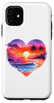Coque pour iPhone 11 Beachy Blue Ocean Beach Wave Purple Pink Sunset Beach Themed