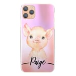 Personalised Phone Case For Huawei P30 Pro (2019), Initials/Name on Pink Piglet Print Hard Phone Cover