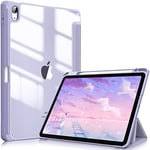 FINTIE Coque pour iPad Air 11 Pouces 2024 M2 / iPad Air 5 2022 / iPad Air 4 2020 10.9" - [Rangement de Stylet] Housse Transparente Claire Etui Antichoc Veille/Réveil Auto, Lilas
