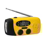 Veva radio med solceller / ficklampa - 2000mAh Powerbank Yellow