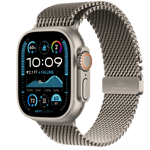 Apple Watch Ultra 2 (GPS + Cellular) • Titanboett naturlig, 49 mm • Milanesisk loop naturligt titan – S