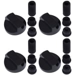Ufixt 4 x Fits Candy, Cannon, Comet, Creda, Crosslee and Hoover Universal Cooker/Oven/Grill Control Knob And Adaptors Black