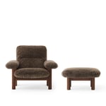 Audo Copenhagen - Brasilia Lounge Chair & Ottoman - Dark Stained Oak/Sheepskin Root - Sittpuffar