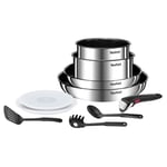 TEFAL INGENIO Köksset 10 delar, Stekpannor, Kastruller, Induktion, Rostfritt stål, Non-stick beläggning, Emotion L897AS04