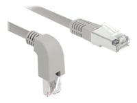 Delock - Patch-Kabel - Rj-45 (Hane) Vinklad Nedåt Till Rj-45 (Hane) Rak - 1 M - 0.58 Cm - S/Ftp - Cat 6 - Halogenfri, Formpressad, Tvinnad - Grå