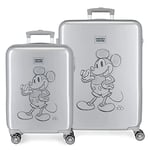 Disney Mickey 100 Suitcase Set Gray 55/68 cm Rigid ABS Side Combination Lock 104L 6 kgs 4 Double Wheels Hand Luggage
