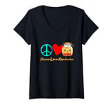 Womens Kombucha Tee Spruch Peace, Love, Kombucha V-Neck T-Shirt