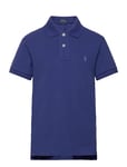 Slim Fit Cotton Mesh Polo Tops T-shirts Polo Shirts Short-sleeved Polo Shirts Blue Ralph Lauren Kids