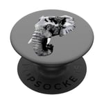 Elephant head with tusks, gray, powerful, giftidea PopSockets Swappable PopGrip