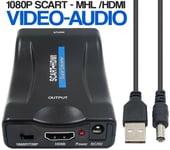 SCART to HDMI Converter Composite Audio Video Scaler With HDMI Cable AV Adapter