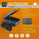 Masterplug Weatherproof Outdoor Electric Box with 10m 4 Gang Extension Lead IP54