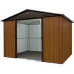 Yardmaster - Abri de jardin métal 12,00m² - marron aspect bois - panneaux de toit translucide 1013wgy - marron