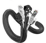 AiQInu 6M Gaine Cable Informatique, 13-22mm Extensible Manchon De Cache Cable, Peut Couper Gaine Cable Management Tressée, Protection du Cache CâBles pour Automobiles/TV/USB/Audio