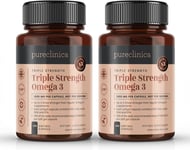 Pureclinica Triple Strength Omega 3 1000Mg X 360 Capsules (2 Bottles of 180)- 12