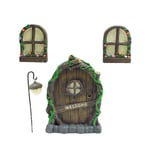 Miniature Pix`ie, Elf, Fairy Door - Tree Garden Home Decor, Miniature Fairy Garden Glow In The Dark Fairies Sleeping Door And Windows Tree Statues For Trees