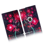 FOR APPLE IPAD PRO 10.5 INCH GLOWING PINK BEAUTIFUL ROSE SWIRLS SHINING PURPLE BLACK PRINTED STAND IPAD PROTECT CASE COVER