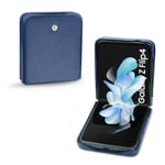 Coque cuir Samsung Galaxy Z Flip4 - Seconde peau - Bleu - Cuir saffiano - Neuf