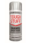 Paint Factory Tough Stuff Enamel Silver Gloss 400ml Spray Paint Metal Plastic