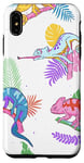 Coque pour iPhone XS Max Rose Bleu Lavande Moutarde Caméléon Motif Blanc