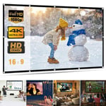 RASHION Projector Screen, Portable Projector Screen with 16:9 HD Screen for School Home Theatre Cinema, Foldable Projection Screen 60"/72"/84"/100"/120"/150" (120 inch)