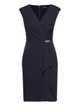 Jersey Cap-Sleeve Cocktail Dress Kort Klänning Navy Lauren Ralph Lauren