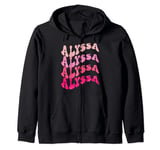 First Name Alyssa Girl Boy Retro Personalized Groovy Zip Hoodie
