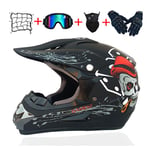 LSXX Adult Rockstar Motocross Helmet,MX Motorcycle Helmet Dirt Bike ATV Scooter Motorbike Helmet with Goggles Gloves Mask,B,S(52~53cm)