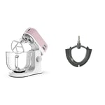 Kenwood kMix Stand Mixer for Baking, Stylish Kitchen Mixer with K-beater, Dough Hook and Whisk, 5L Stainless Steel Bowl, Removable Splash Guard, 1000 W, Pastel Pink & AX500, Plastic, Black