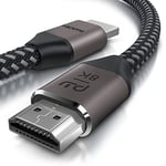 CSL - Câble HDMI 2.1 UHD II 8 K @ 120 Hz avec DSC 7680 x 4320 0,5 m - 2k 4k 8k haute vitesse avec Ethernet - HDR eARC VRR ALLM - Câble HDMI 2.1 - Compatible avec Blu Ray PS4 PS5 Xbox