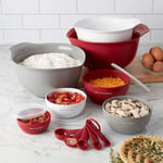 KitchenAid Baking Measure Mixing Bowl with Lid Spoons Set 12 Pieces - Red