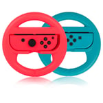 PowerLead Steering Wheel for Nintendo Switch Controller, 2 PCS Racing Wheel Compatible with Mario Kart, Game Controller Wheel for Nintendo Switch Remote Game(Red & Blue)