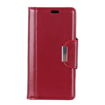 Mipcase Classic Simple Phone Case Leather Multifunctional Card Slot Phone Cover Iron Buckle Flip Protective Shell for HUAWEI Y9 2019 (Dark Red)