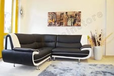 Corner Passero Black and White Faux Leather Sofa Group